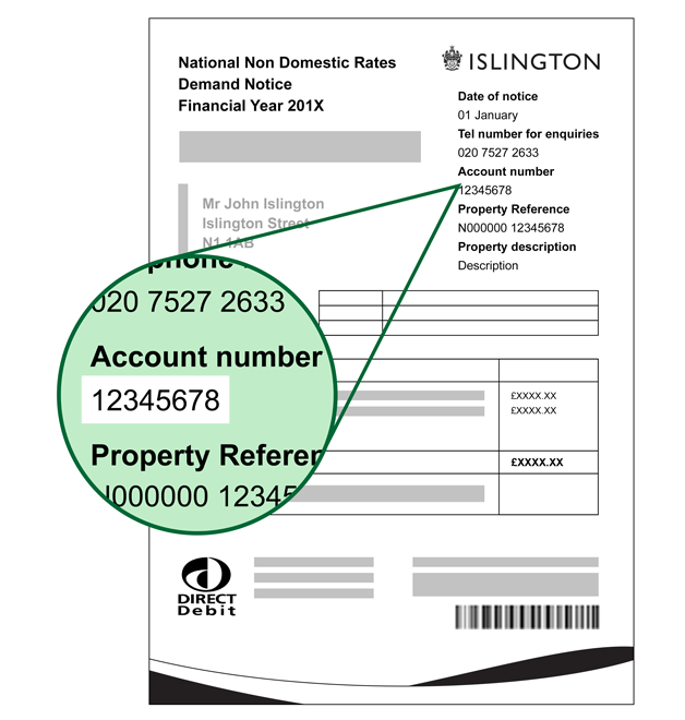 Business rates bill showing account number