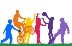 Colourful silhouettes of children playing