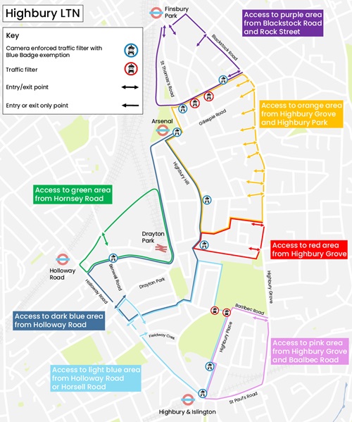 Map of the Highbury LTN
